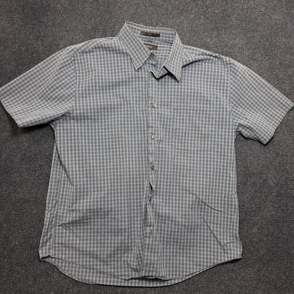 Express Shirt Mens XL Blue Check Short Sleeve Button Up Stretch Casual Summer